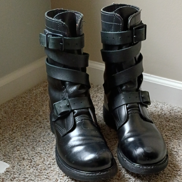 Corcoran 5407 Black Leather Tanker Military Boots Size D